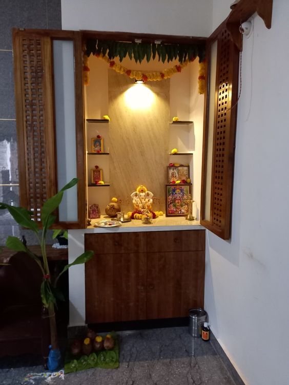 Puja Unit - Puja Ghar - Asian - Living Room - Kolkata - by Custom Design  Interiors Pvt. Ltd. | Houzz NZ