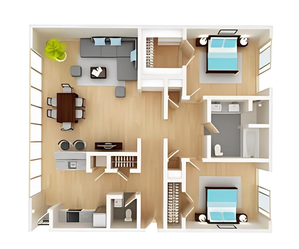 floor plan of a 2bhk apartment in kolshet road